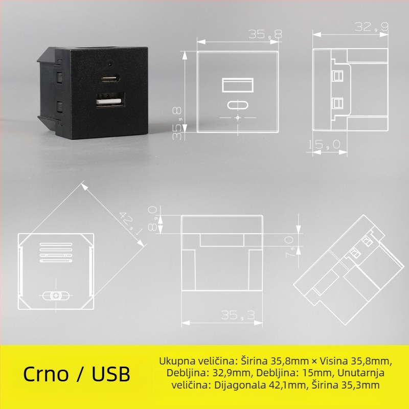 Napredni sekvencer napajanja — stolni modul utičnica s pet otvora i tri otvora, ugrađena AC utičnica