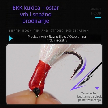 Set jednostrukih udica s bodljom No.6 i No.10, za ribolov mamcima u potocima