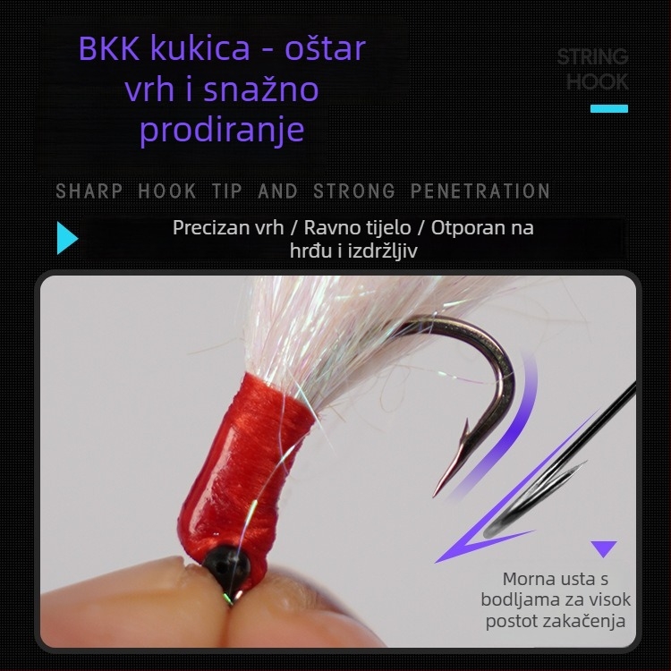Set jednostrukih udica s bodljom No.6 i No.10, za ribolov mamcima u potocima