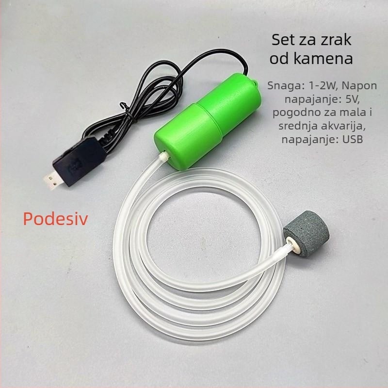 USB napajana pumpa zraka za akvarij, neprekidna regulacija protoka zraka, prijenosna za vanjsku upotrebu, 118 g