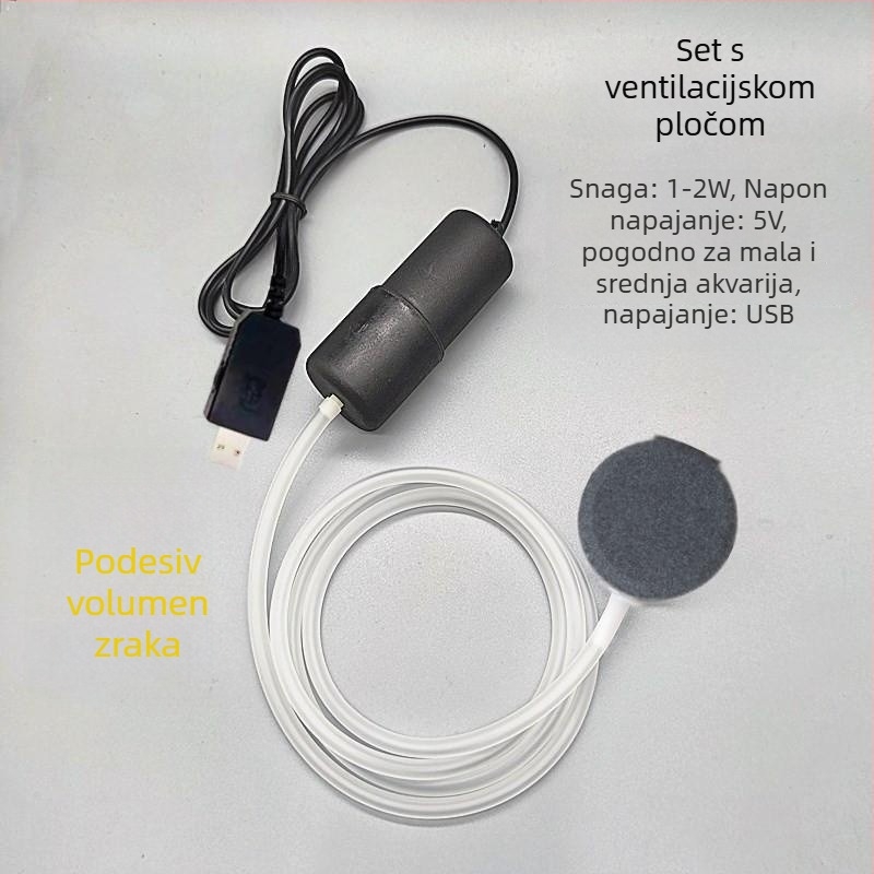 USB napajana pumpa zraka za akvarij, neprekidna regulacija protoka zraka, prijenosna za vanjsku upotrebu, 118 g