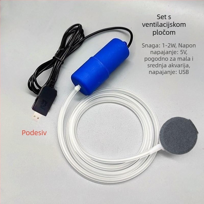 USB napajana pumpa zraka za akvarij, neprekidna regulacija protoka zraka, prijenosna za vanjsku upotrebu, 118 g