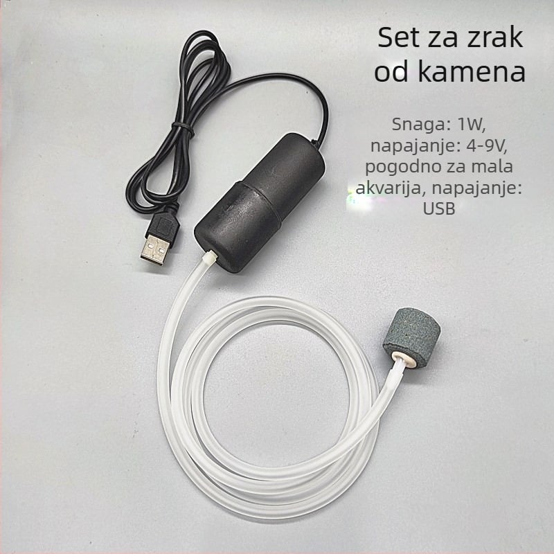 USB napajana pumpa zraka za akvarij, neprekidna regulacija protoka zraka, prijenosna za vanjsku upotrebu, 118 g