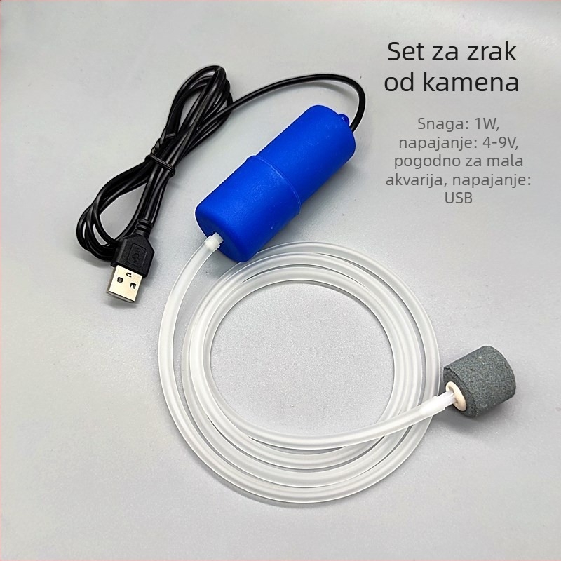 USB napajana pumpa zraka za akvarij, neprekidna regulacija protoka zraka, prijenosna za vanjsku upotrebu, 118 g