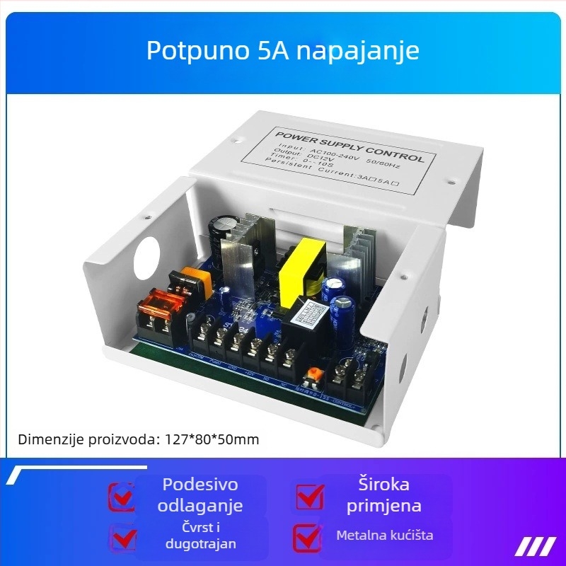 Napajanje za sustav kontrole pristupa, AC/DC modul 12V, modeli P04/05/06, identifikacija prox kartice 0.03, radna temperatura 20°C