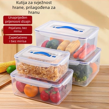 Plastična zatvorena kutija za pohranu hrane u hladnjaku, za skladištenje povrća; otporna na toplinu i smrzavanje