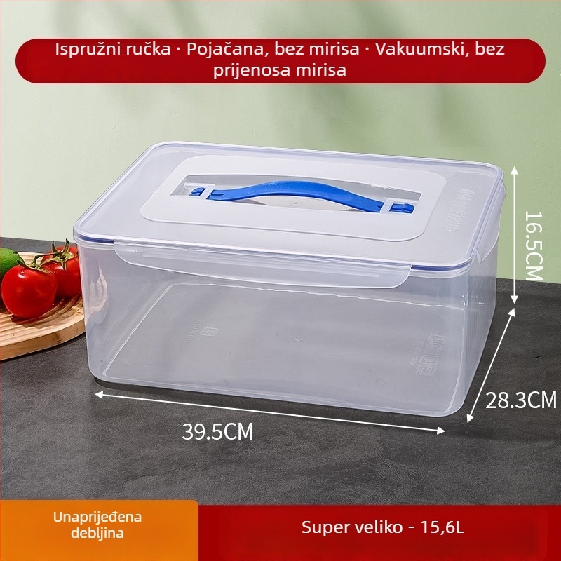 Plastična zatvorena kutija za pohranu hrane u hladnjaku, za skladištenje povrća; otporna na toplinu i smrzavanje
