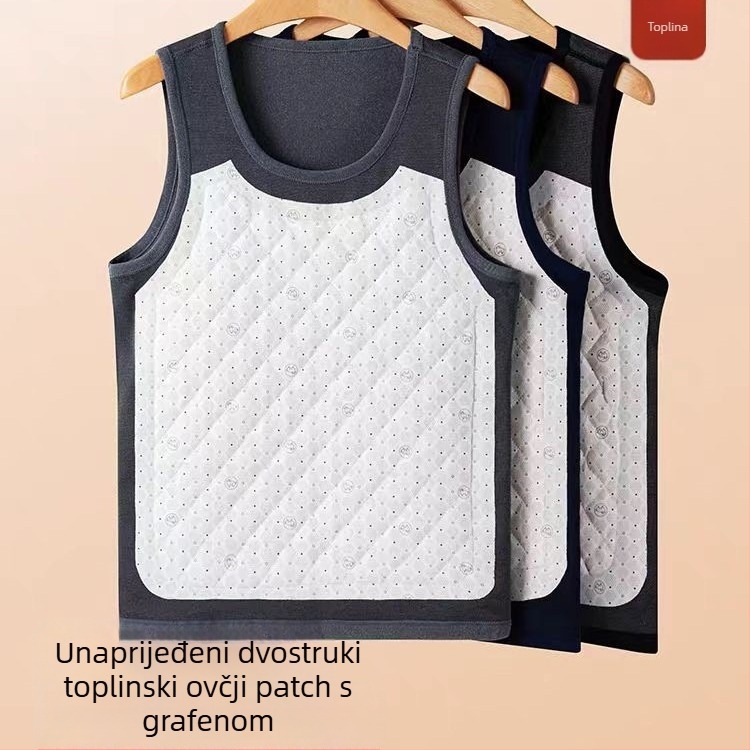 Termalna vest s grafenskom vunom, dvostruka fleece podstava, okrugli vrat, poliester 90–95%, debljina 251–300 g/m²