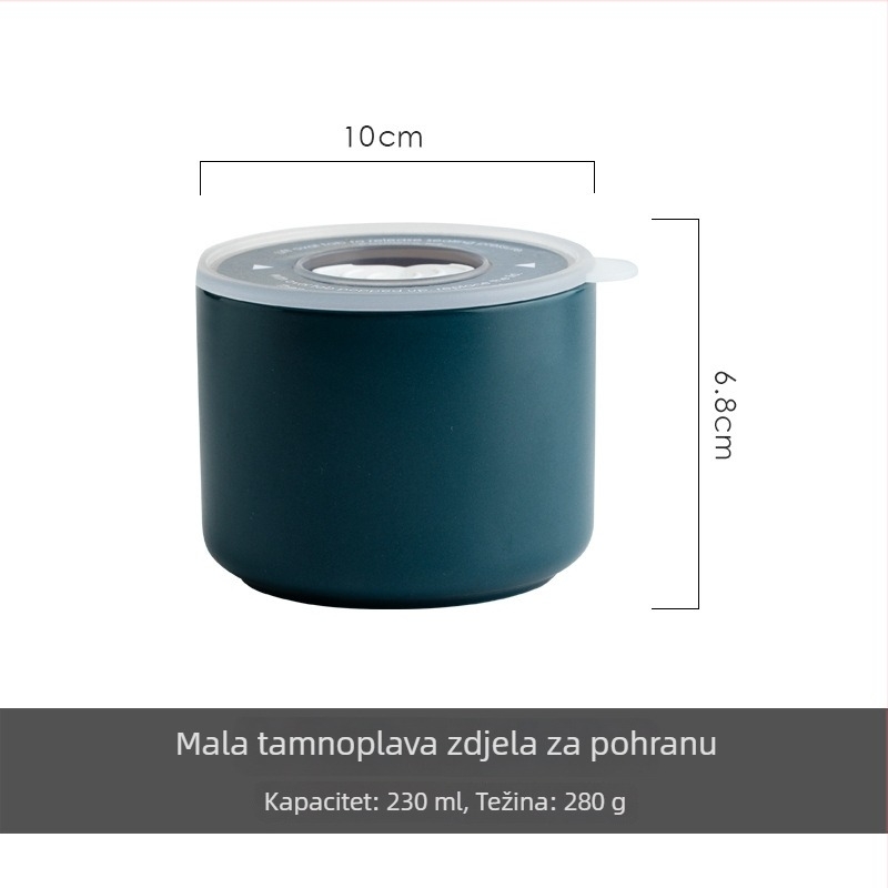 Keramička kutija za ručak, mikrovalna, okrugla, dvostruka, zatvorena, 301–500 ml