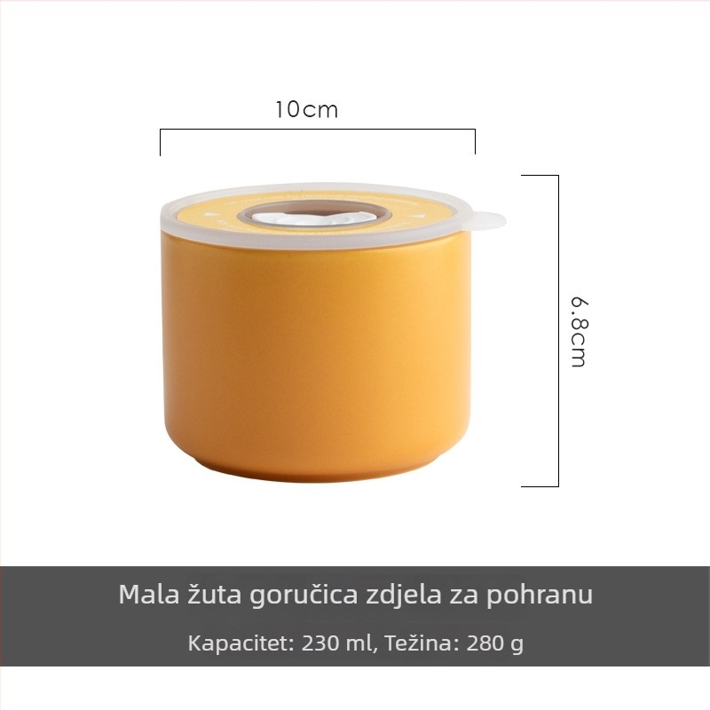 Keramička kutija za ručak, mikrovalna, okrugla, dvostruka, zatvorena, 301–500 ml