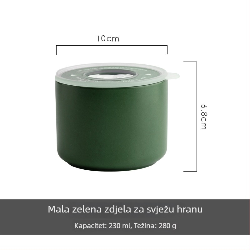 Keramička kutija za ručak, mikrovalna, okrugla, dvostruka, zatvorena, 301–500 ml