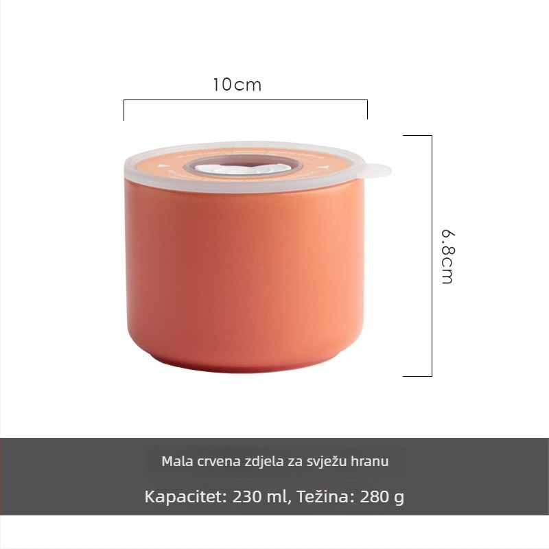 Keramička kutija za ručak, mikrovalna, okrugla, dvostruka, zatvorena, 301–500 ml