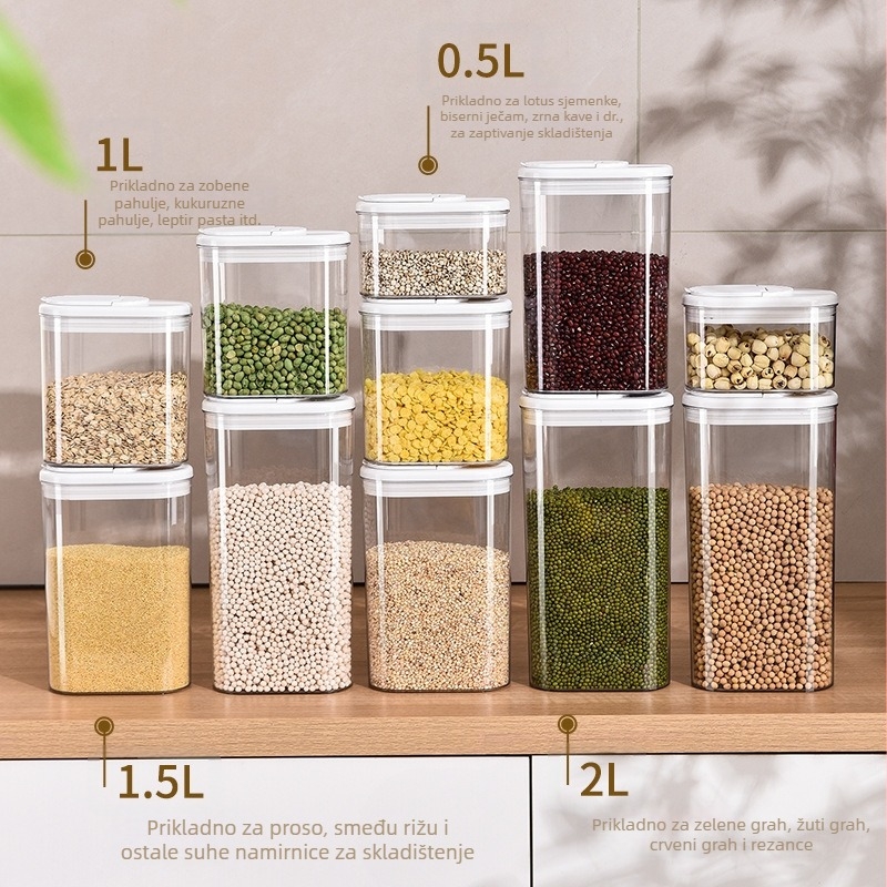 Honey Doshiko plastična posuda za žitarice s flip-top poklopcem, proziran ovalni oblik, 1–2 L