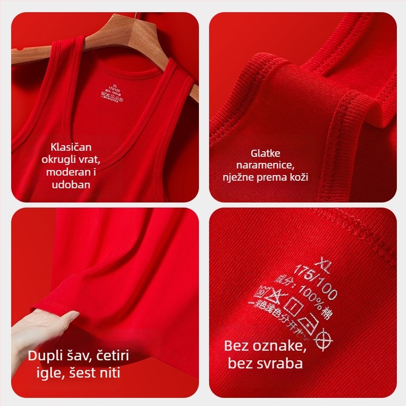 Muški tanak bazni sloj bez rukava od 100% pamuka, antibakterijski 7A, 160 g