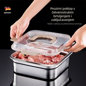 Kutija za ručak od nehrđajućeg čelika 201, kvadratna, zapremina 2.1–4 L, pogodna za mikrovalnu, posuda za čuvanje hrane