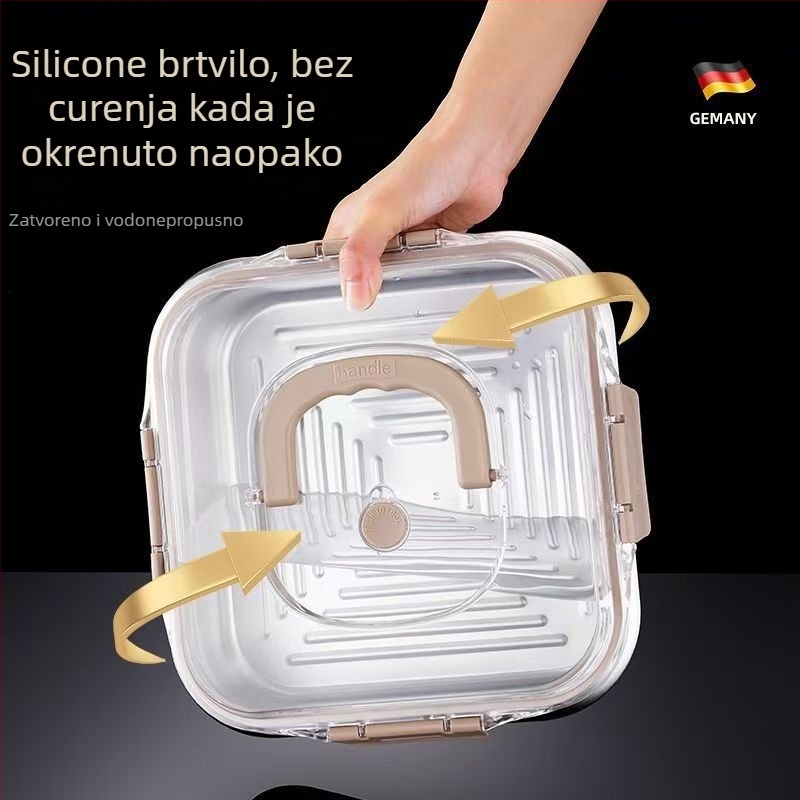 Kutija za ručak od nehrđajućeg čelika 201, kvadratna, zapremina 2.1–4 L, pogodna za mikrovalnu, posuda za čuvanje hrane