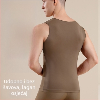 Muški ultra-tanki bešavni donji sloj set – prsluk i hlače, najlon, oblikovanje tijela, toplina