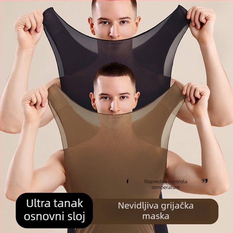 Muški ultra-tanki bešavni donji sloj set – prsluk i hlače, najlon, oblikovanje tijela, toplina
