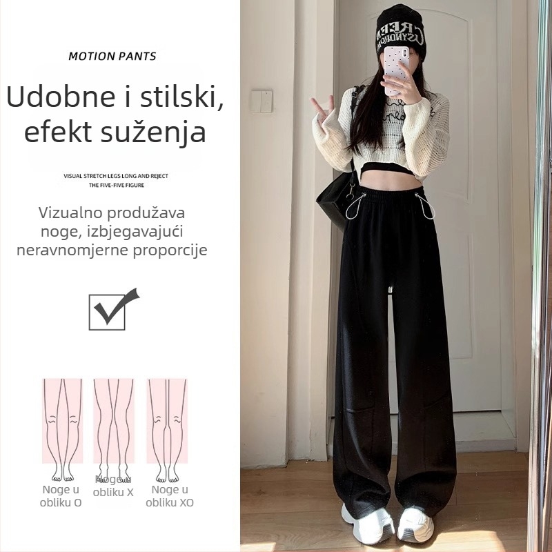 Hlače za trudnoće s širokim krojem, jesen-zima 2025, opušteni kroj, pamuk 80–90% sa spandexom <30%, mikroelastičnost