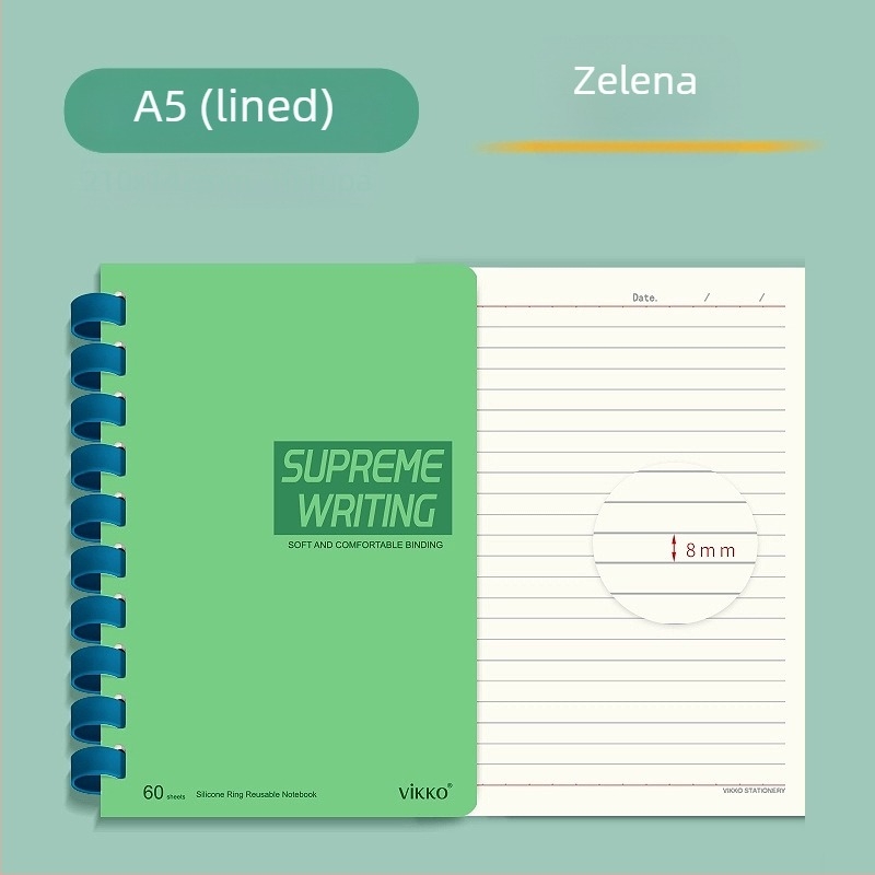 Bilježnica Victory s PVC koricom, vezivanje silikonskim prstenom, prirodni papir, težina papira 100, 1–50 stranica