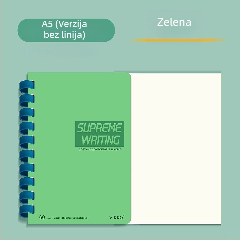 Bilježnica Victory s PVC koricom, vezivanje silikonskim prstenom, prirodni papir, težina papira 100, 1–50 stranica