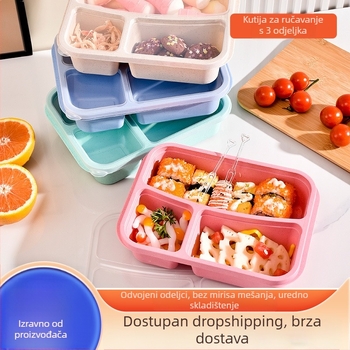 Senxuan kutija za ručak od pšenične slame i PP-a, kvadratnog oblika, 800-1000 ml, pogodna za mikrovalnu pećnicu, jedan sloj