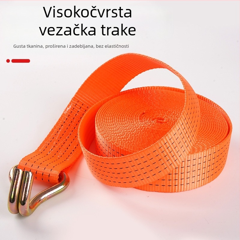Ručni teški poliesterni remen za pričvršćivanje s dvostrukim kukama; nosivost 5000 kg; čvrstoća loma 3000 kg; za prijevoz i pričvršćivanje tereta
