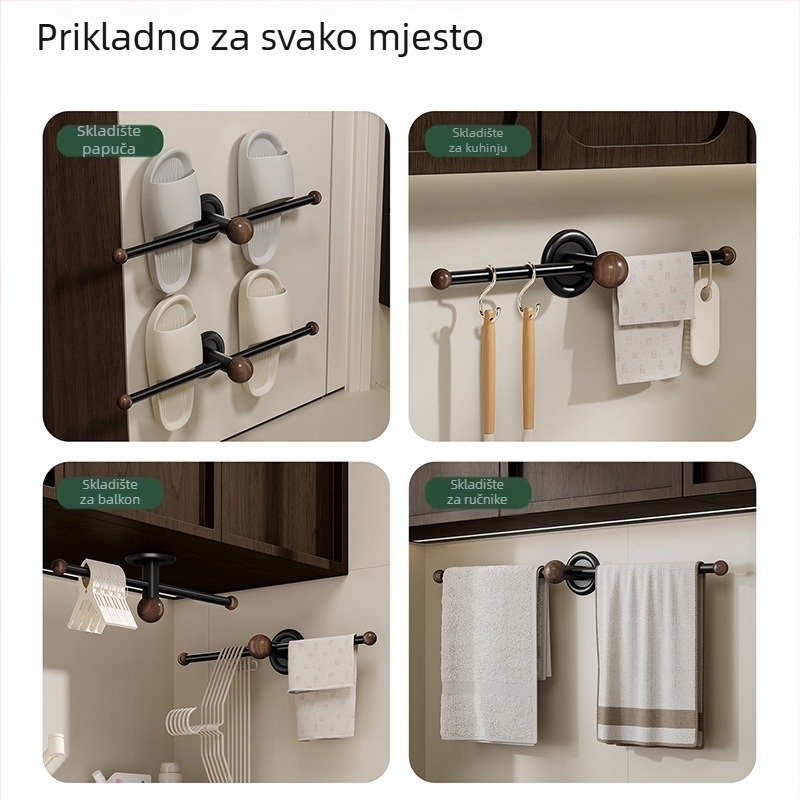 Držač za ručnike od ugljičnog čelika, bez bušenja, otporan na hrđu, nosivost 15 kg, završna obrada Bake Paint