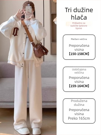 Pantalone za trudnice, visok pojas, ravni kroj, duljina 9/10, Glutinous Rice Velvet debeli materijal