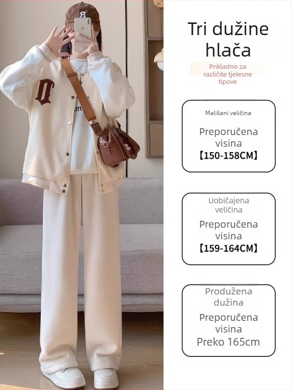 Pantalone za trudnice, visok pojas, ravni kroj, duljina 9/10, Glutinous Rice Velvet debeli materijal