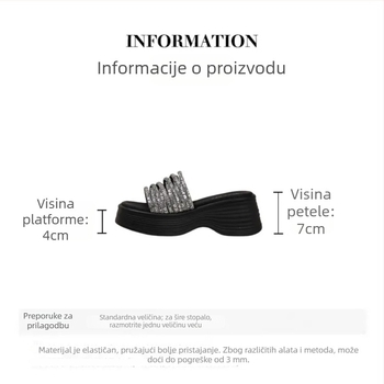 Platformske sandale s PU gornjim dijelom, PU unutrašnjost, gumeni potplat, oblik prsta Herringbone, ljeto 2024