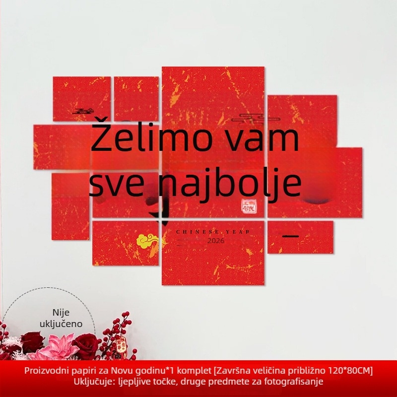 Zidne naljepnice za Novu godinu s motivom Godine konja, papir, svečani stil, dekor dvorane