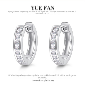 Naušnice: Geometrijski kružni moissanit naušnice, 1 ct, srebro S925, rez: osam srca i osam strelica