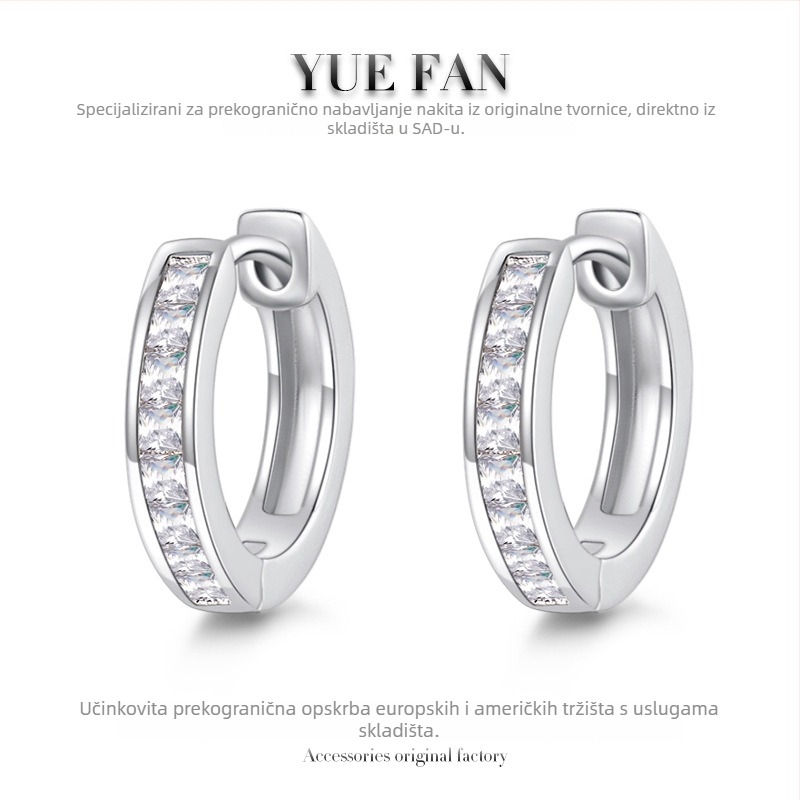 Naušnice: Geometrijski kružni moissanit naušnice, 1 ct, srebro S925, rez: osam srca i osam strelica