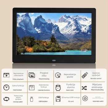 Digitalni foto okvir za reklamu – 1024×600, HD LED LCD, reproducira glazbu i video, SD/USB/TF, 16:9