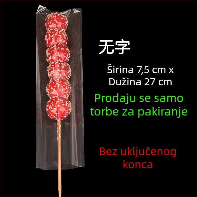 Prozirne vrećice za pakiranje karameliziranih voćnih štapića — ručno pakiranje, mogućnost prilagodbe, brend Paper love, licencijski broj Zhejiangxk16-204-00047