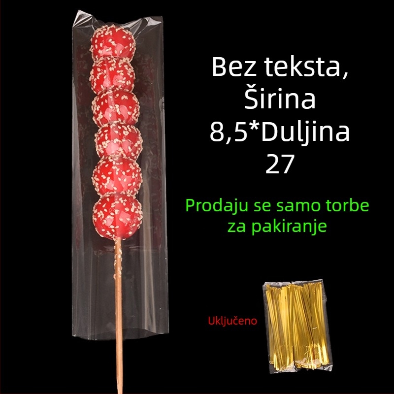 Prozirne vrećice za pakiranje karameliziranih voćnih štapića — ručno pakiranje, mogućnost prilagodbe, brend Paper love, licencijski broj Zhejiangxk16-204-00047