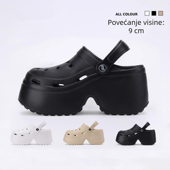 Ženske platform sandale u Crocs stilu, 9 cm povećanje visine, protuklizna EVA gornja i potplat, injekcijski oblikovana potplat