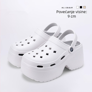 Ženske platform sandale u Crocs stilu, 9 cm povećanje visine, protuklizna EVA gornja i potplat, injekcijski oblikovana potplat