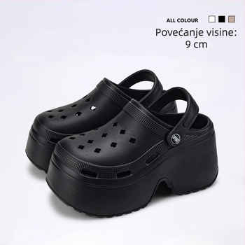 Ženske platform sandale u Crocs stilu, 9 cm povećanje visine, protuklizna EVA gornja i potplat, injekcijski oblikovana potplat