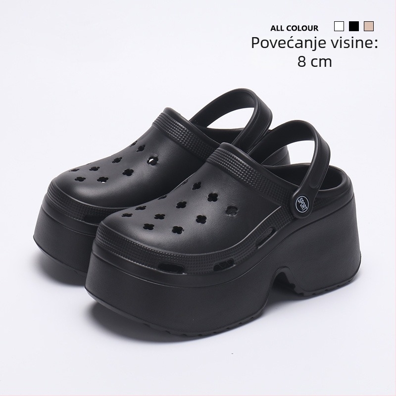 Ženske platform sandale u Crocs stilu, 9 cm povećanje visine, protuklizna EVA gornja i potplat, injekcijski oblikovana potplat
