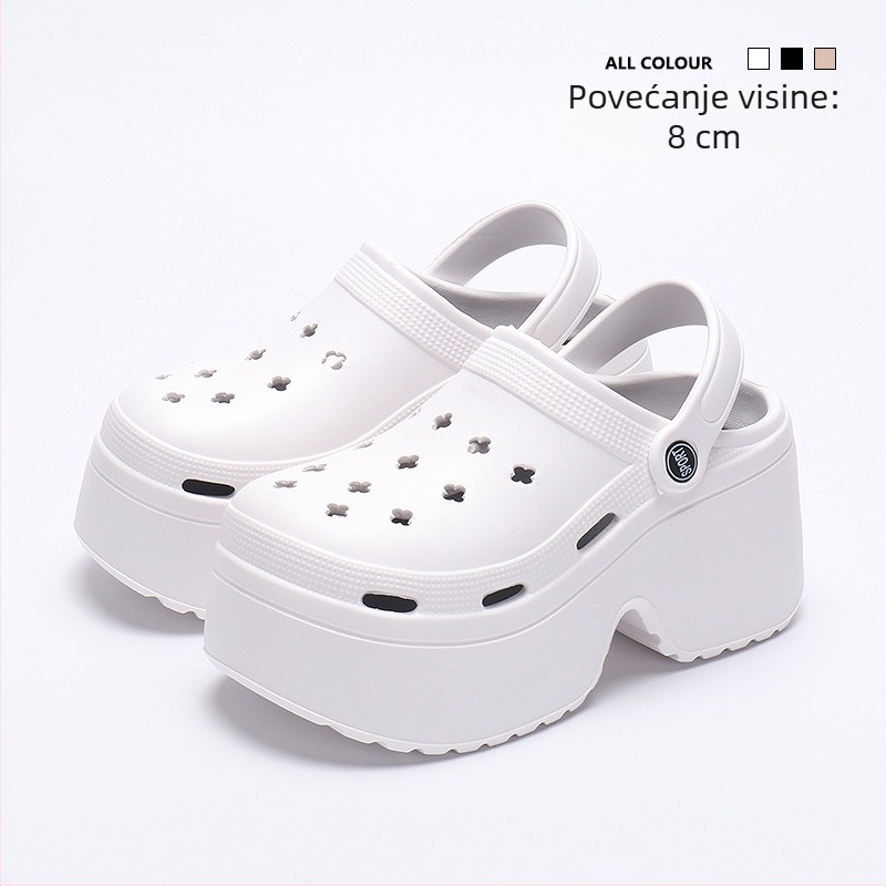 Ženske platform sandale u Crocs stilu, 9 cm povećanje visine, protuklizna EVA gornja i potplat, injekcijski oblikovana potplat