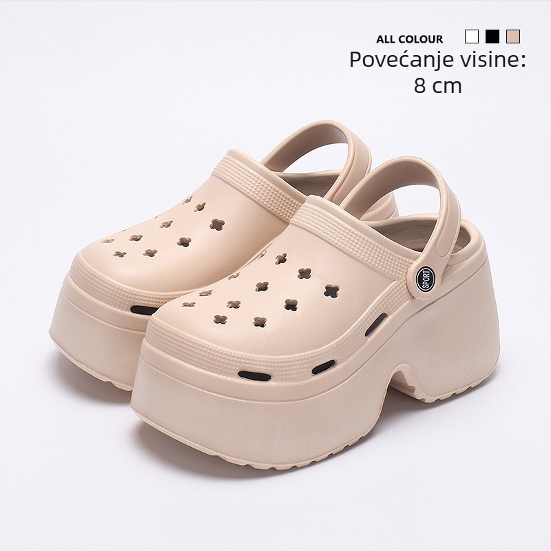 Ženske platform sandale u Crocs stilu, 9 cm povećanje visine, protuklizna EVA gornja i potplat, injekcijski oblikovana potplat
