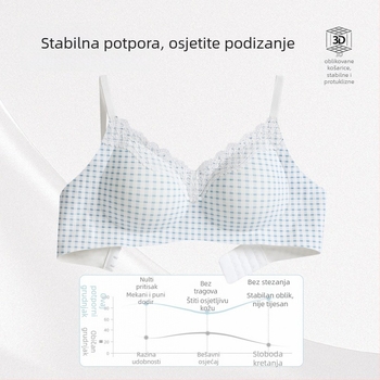 Bešavni grudnjak s čipkom, košarica 3/4, srednje oblik košarice, fiksne naramenice, stražnje zatvaranje s četiri reda kopči