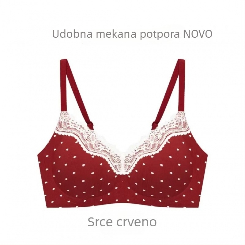 Bešavni grudnjak s čipkom, košarica 3/4, srednje oblik košarice, fiksne naramenice, stražnje zatvaranje s četiri reda kopči