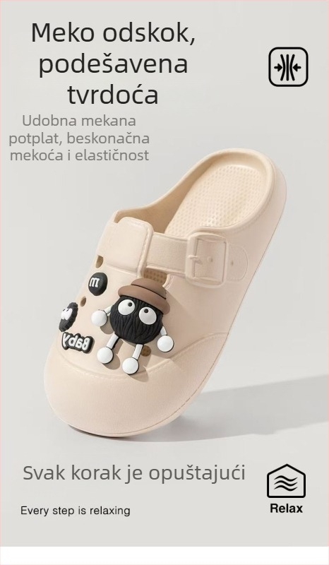 Ženske Crocs‑stil sandale s debelim potplatom, zatvorenim prstom, cartoon dizajn, plažne papuče; PVC gornji dio i potplat, protuklizne, apsorpcija udara, debljina potplata 1,5–3,5 cm, injekcijsko oblikovanje