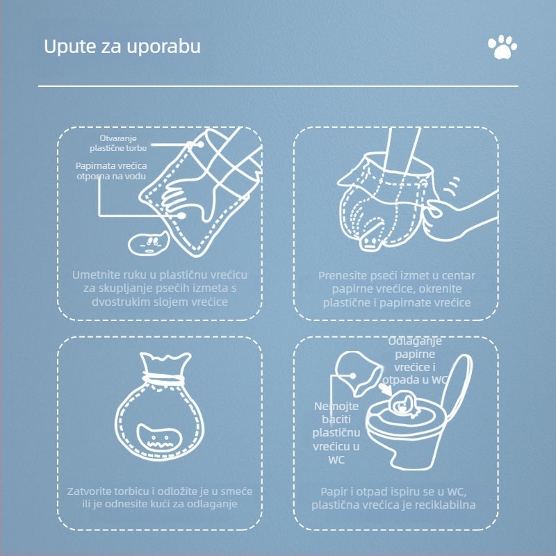 Jednokratne vrećice za pse s dvostrukim slojem, debelim, prijenosne, za vanjsku upotrebu
