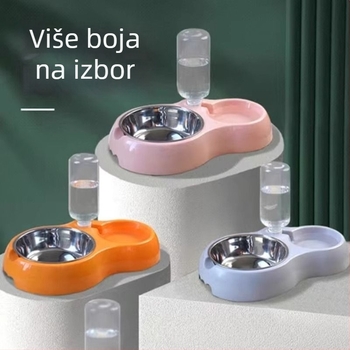 Dvostruko namijenjena zdjela za hranu mačaka i psa, TPE materijal, set automatskog napajanja vodom, transgranična ekskluzivna nabava