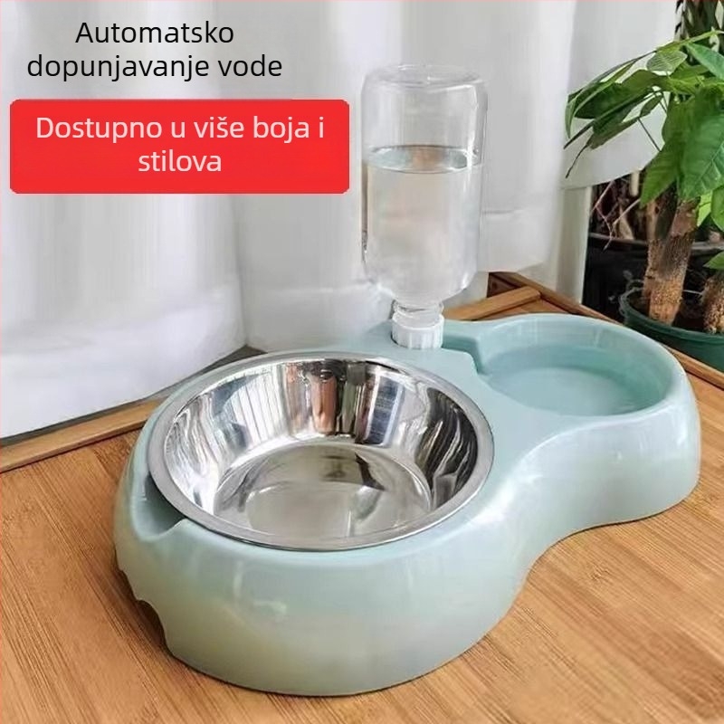 Dvostruko namijenjena zdjela za hranu mačaka i psa, TPE materijal, set automatskog napajanja vodom, transgranična ekskluzivna nabava