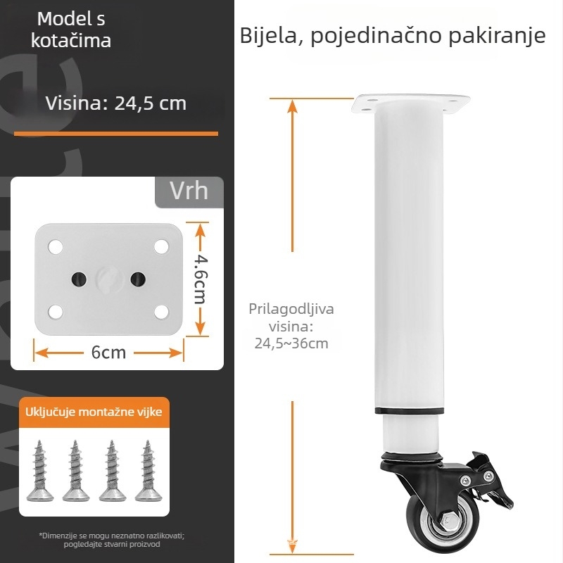 Namještajne noge s kotačićima i kočnicom — materijal: hladno valjani čelik; marka: Senlide; stil: moderni minimalistički; primjena: namještaj, noge stolova, noge stolića za kavu, ormari.